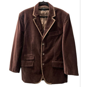 Vintage Marc Ecko Velvet Cut & Sew Chocolate Brown Blazer Size XL Men's Piping